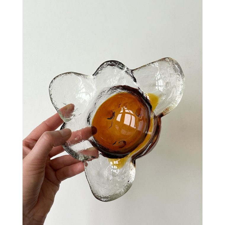 Pertti Santalahti for Humppila, glass dish w brown bottom, Kivi-set