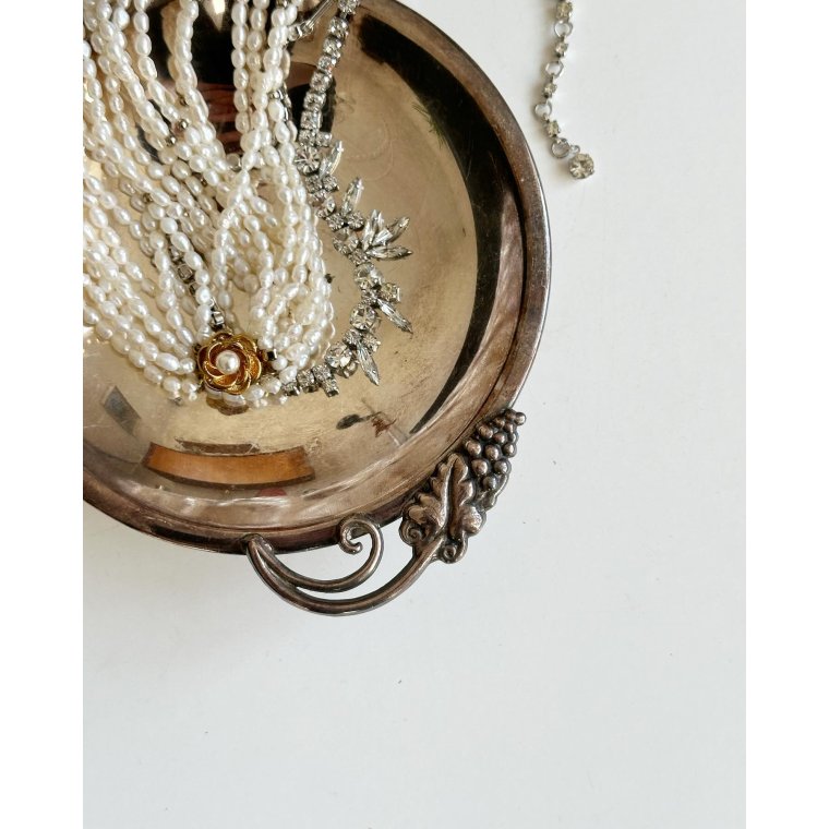 Silverplated dish w grape detail