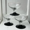 Champagneskl m sort fod og ciseleringer, 3 stk samlet, NB