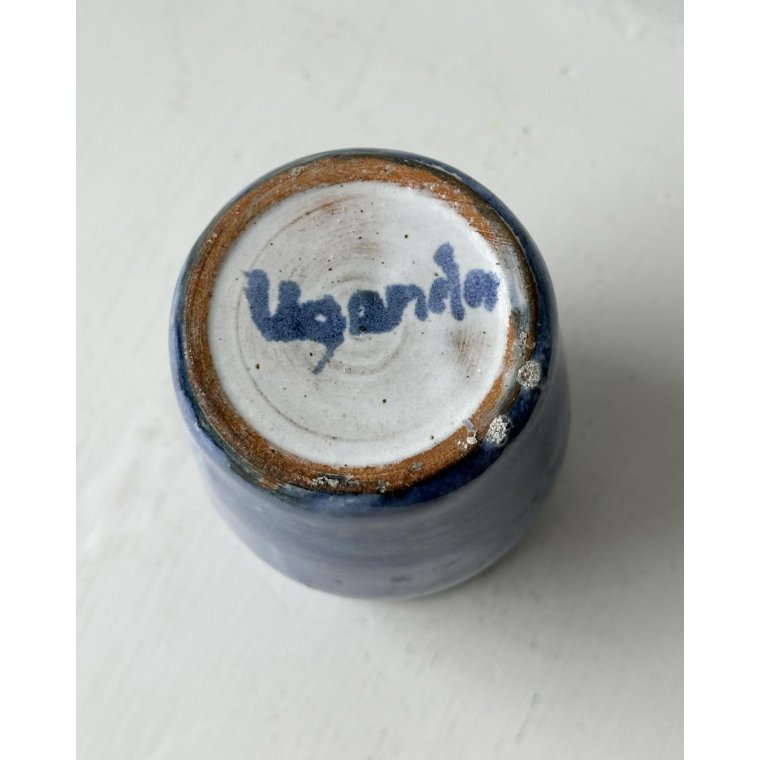 Mini vase, ceramic, blue, Uganda