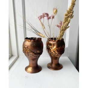 Copper vase w empire pattern, NB, pr pc