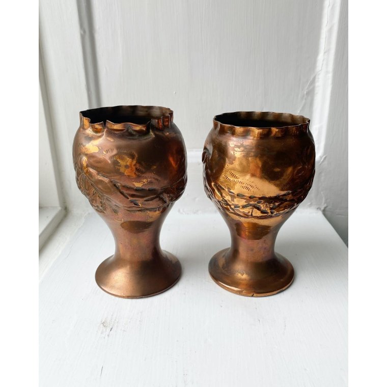 Copper vase w empire pattern, NB, pr pc