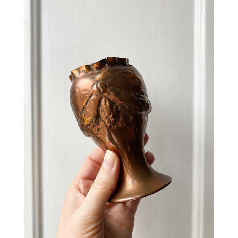 Copper vase w empire pattern, NB, pr pc