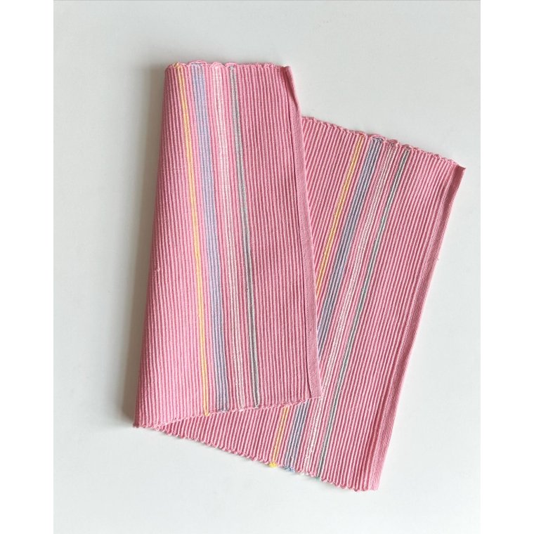 Placemat, pastel pink w stripes
