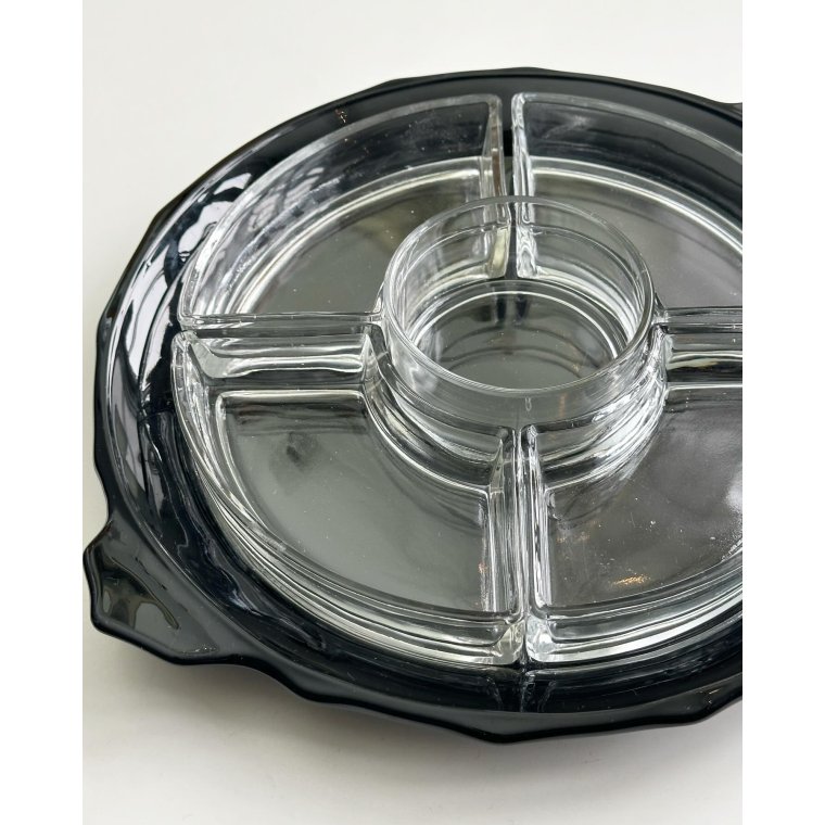 Cabaretfad, 6 dele, sort og klart glas