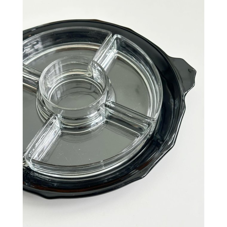 Cabaretfad, 6 dele, sort og klart glas