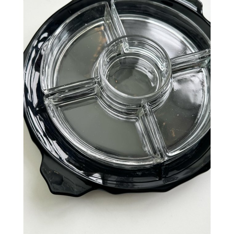 Cabaretfad, 6 dele, sort og klart glas