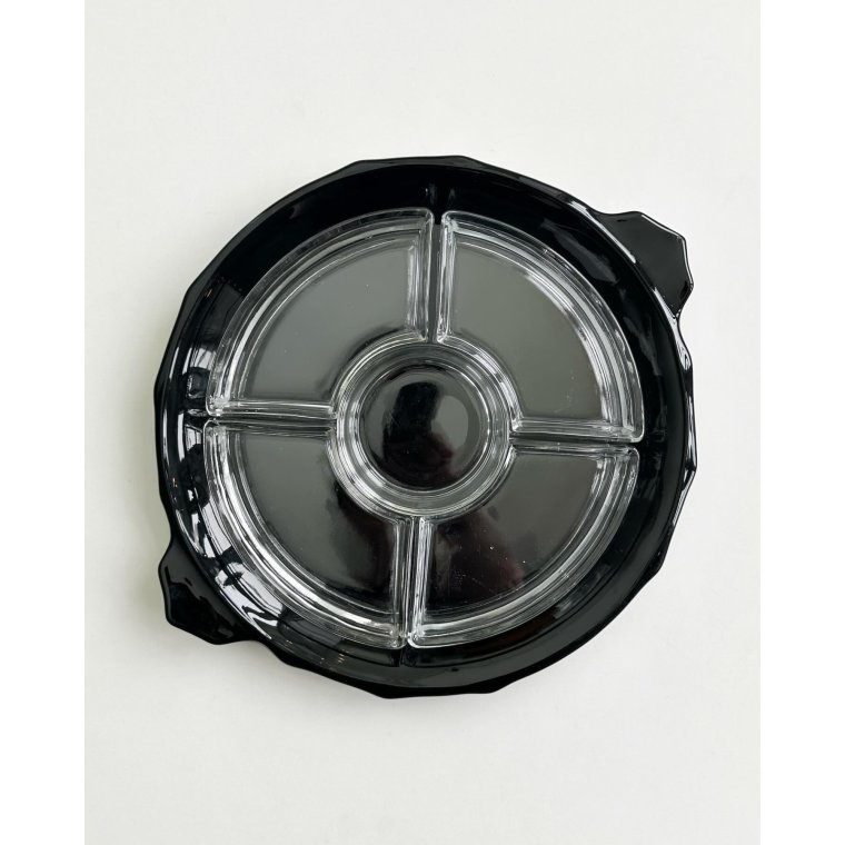 Cabaretfad, 6 dele, sort og klart glas