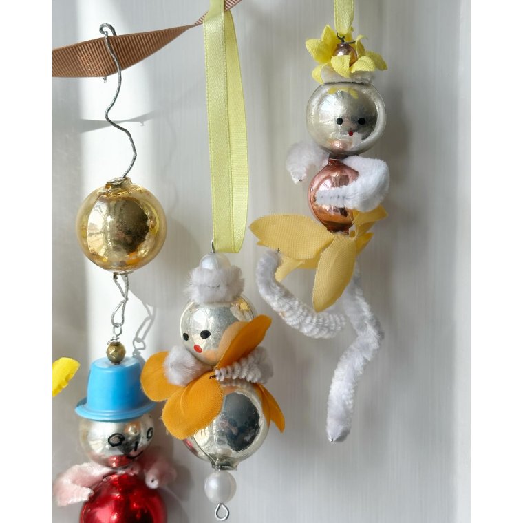 Vintage forrsfigurer til ophng, 5 stk samlet