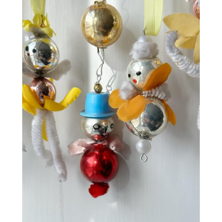 Vintage forrsfigurer til ophng, 5 stk samlet