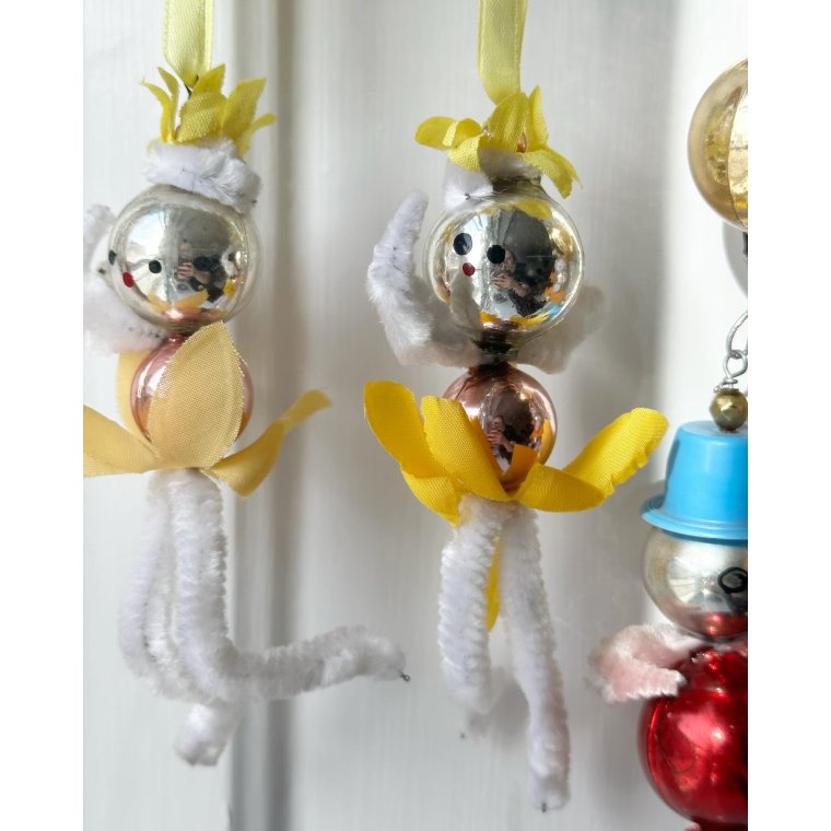 Vintage forrsfigurer til ophng, 5 stk samlet