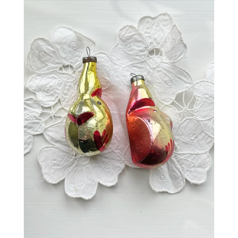 Glasophng, grafiske kyllinger, 2 stk samlet