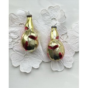 Glass ornaments. geometric chickens, set of 2