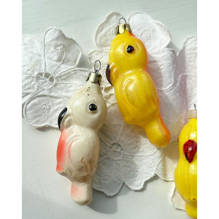 Papegjer, forskellige farver, 4 stk samlet, NB