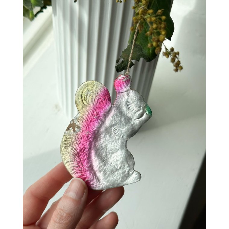 Soviet cardboard ornament, squirrel