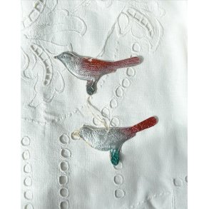 Soviet cardboard ornaments, birds, set of 2