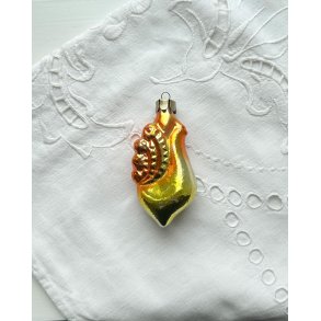 Vintage glass ornament, rooster, yellow