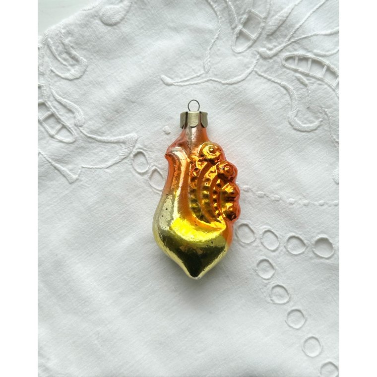 Vintage glaspynt, hane, gul