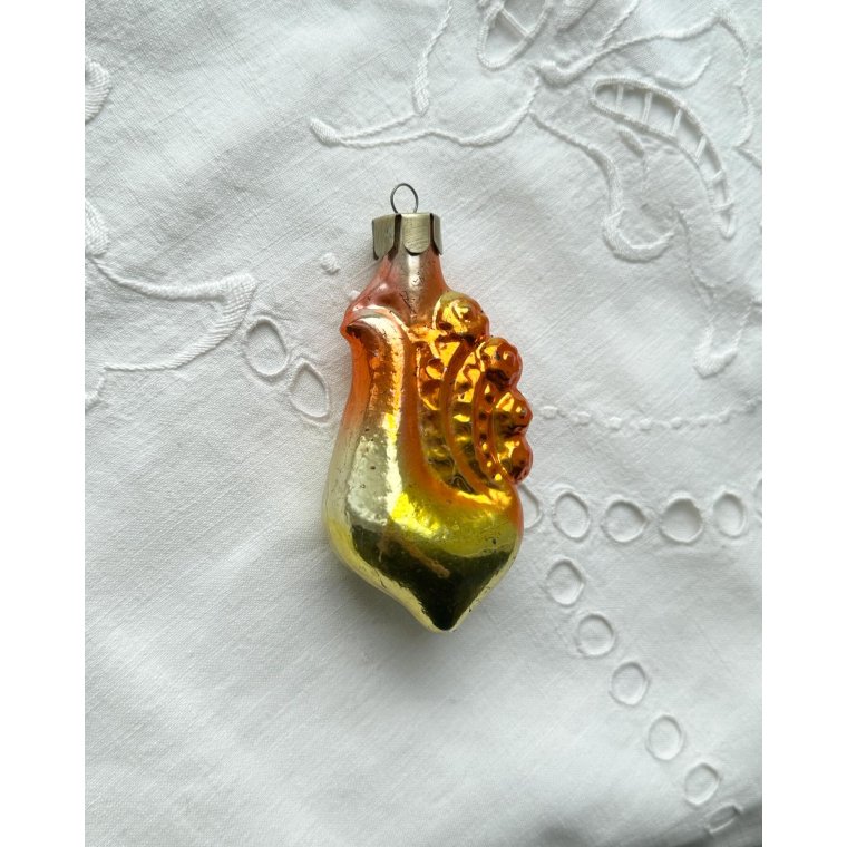 Vintage glaspynt, hane, gul