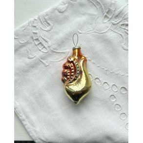 Vintage glass ornament, rooster, orange