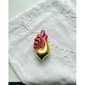 Vintage glass ornament, rooster, pink