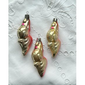 Soviet glass ornaments, roosters, set of 3, NB