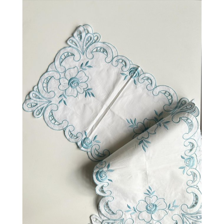 Dkkeservietter/stofservietter, hvid m bl blonde, 6 stk samlet