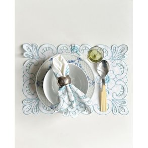 Dkkeservietter/stofservietter, hvid m bl blonde, 6 stk samlet