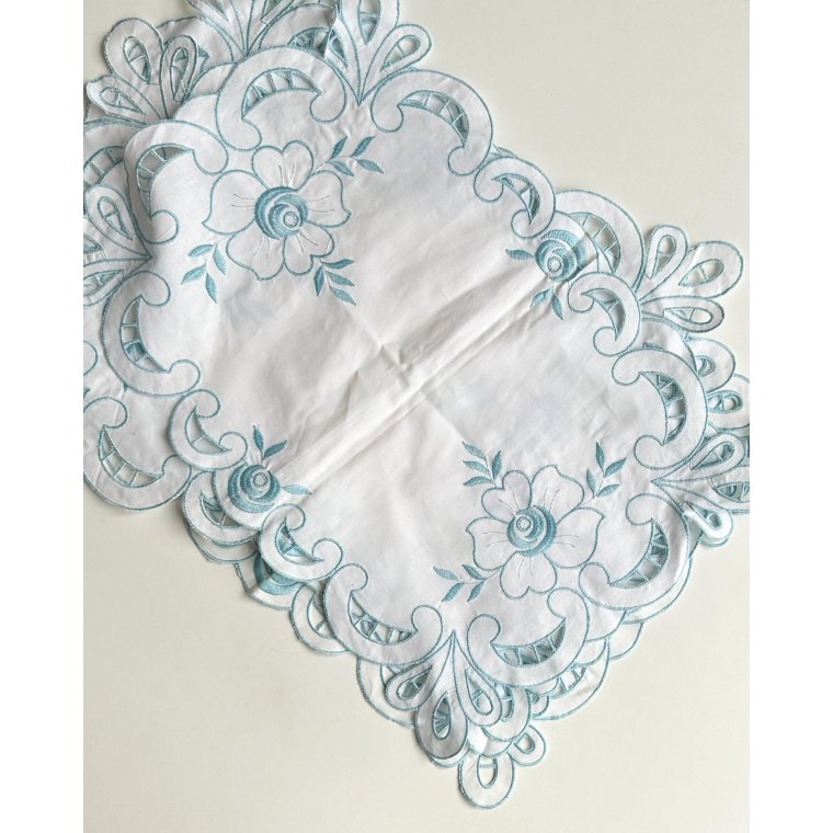 Dkkeservietter/stofservietter, hvid m bl blonde, 6 stk samlet