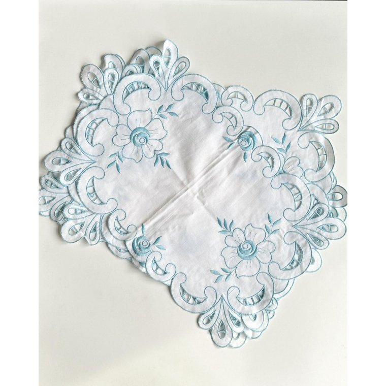 Dkkeservietter/stofservietter, hvid m bl blonde, 6 stk samlet