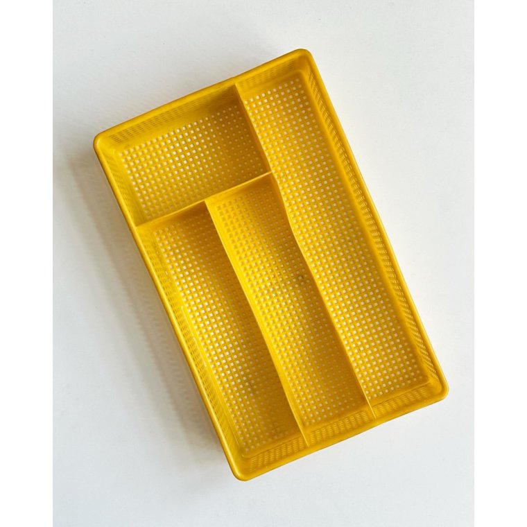 Cutlery tray, yellow plastic