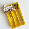 Cutlery tray, yellow plastic