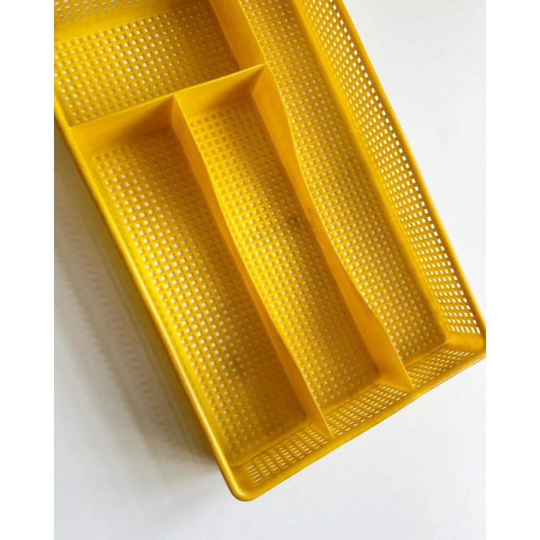 Cutlery tray, yellow plastic