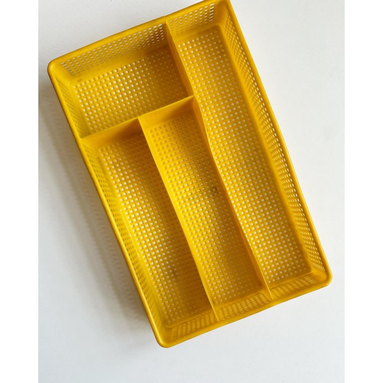 Cutlery tray, yellow plastic