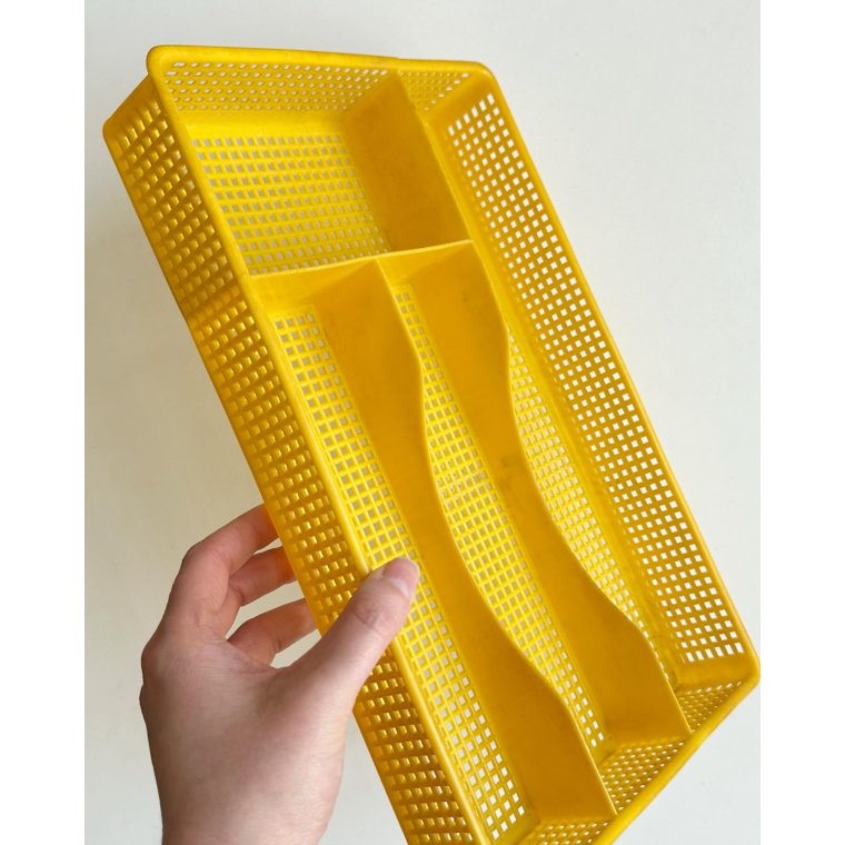 Cutlery tray, yellow plastic