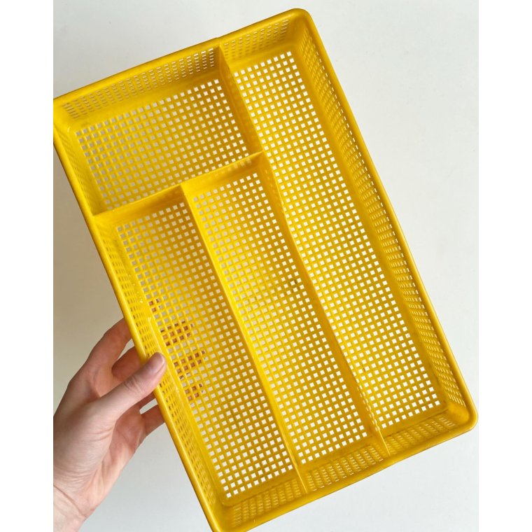 Cutlery tray, yellow plastic