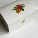 Old wooden box, white w decoupage