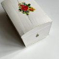 Old wooden box, white w decoupage