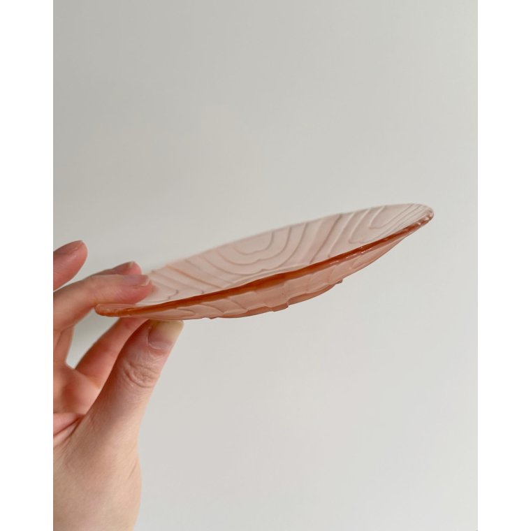 Skl og tallerken, rosa glas, st