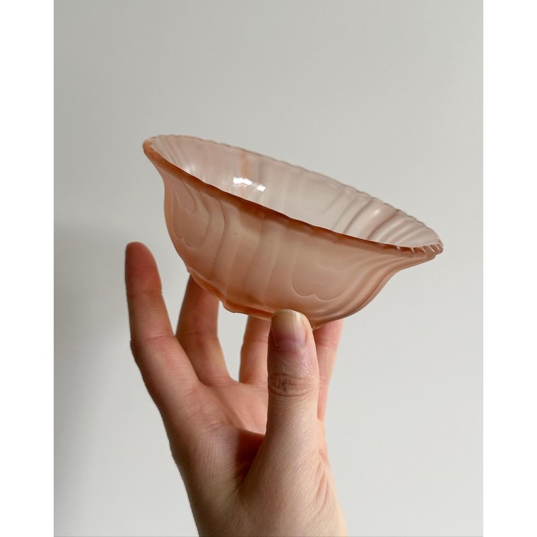 Skl og tallerken, rosa glas, st