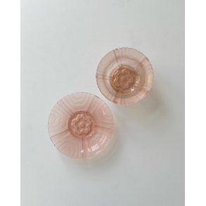 Skl og tallerken, rosa glas, st