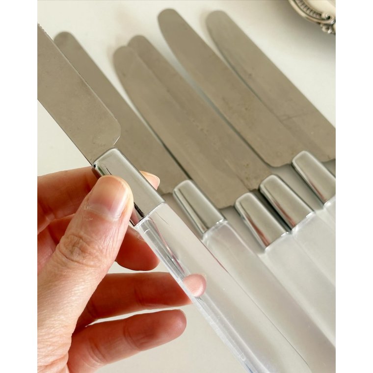 Retroknive, Abert Inox, stl m plast, 6 stk samlet, NB