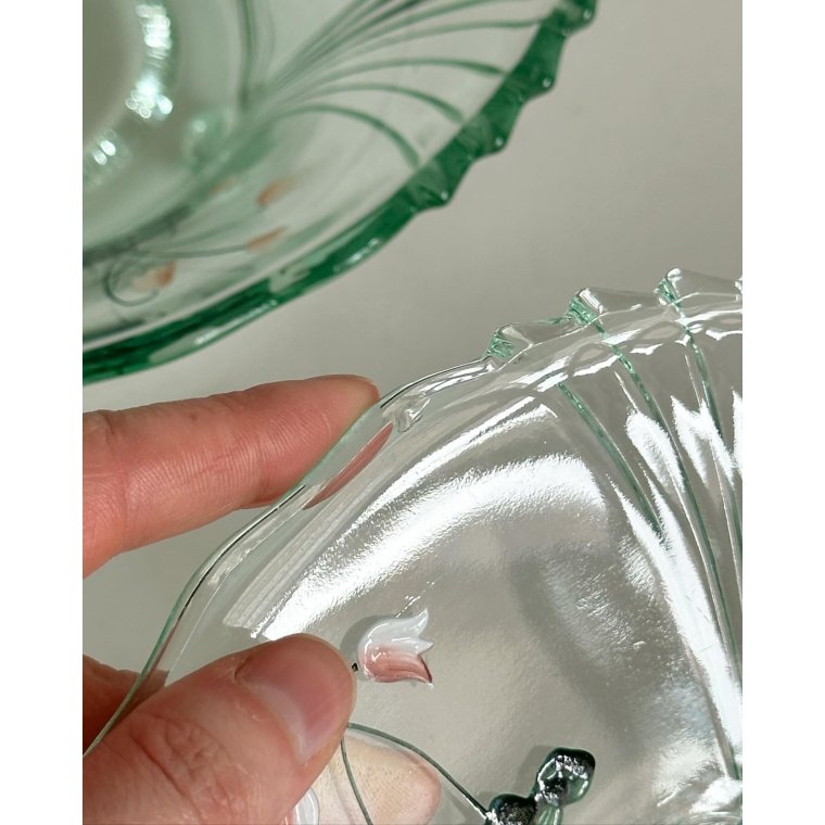 Bowl and platter w decoration, set, NB