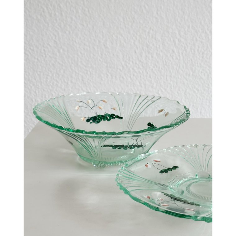 Bowl and platter w decoration, set, NB
