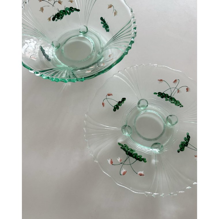 Bowl and platter w decoration, set, NB