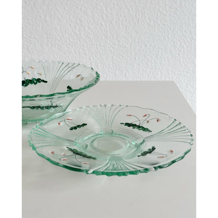 Bowl and platter w decoration, set, NB