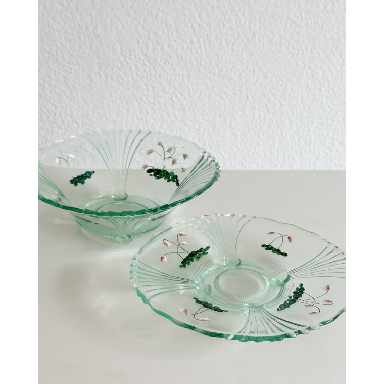 Bowl and platter w decoration, set, NB