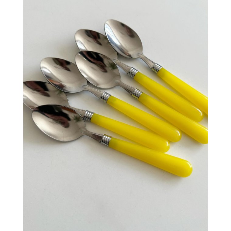Retro skeer, stl og gul plast, 6 stk samlet