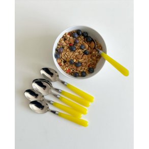 Retro spoons, steel and plastic, set of 6