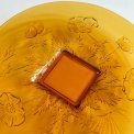 Round glass platter w flowers, amber